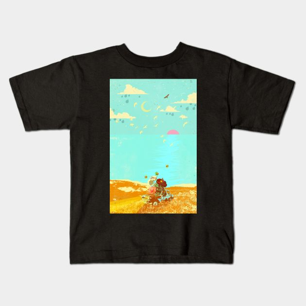 COASTAL FLORAL Kids T-Shirt by Showdeer